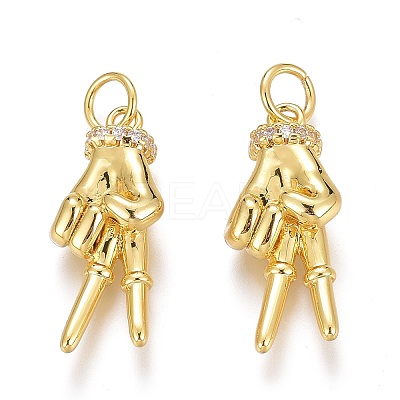 Brass Micro Pave Clear Cubic Zirconia ASL Pendants LS-ZIRC-Z008-32G-1