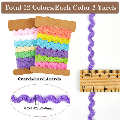 4 Cards 2 Styles Polyester Wavy Fringe Trim Ribbon DIY-GF0009-48C-1