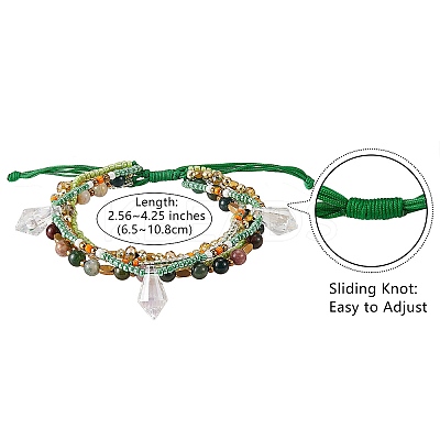 Sparkling Glass Seed Beads 5 Layered Anklet AJEW-SW00006-01-1