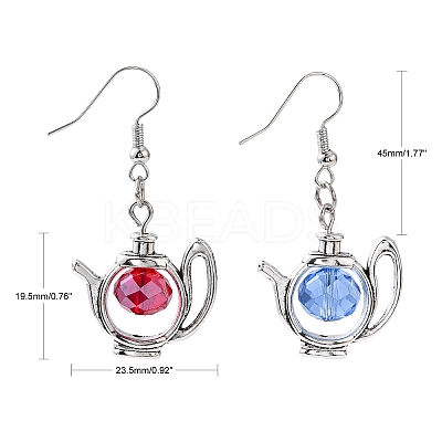 Trendy Tibetan Style Teapot Dangle Earrings EJEW-JE00461-1