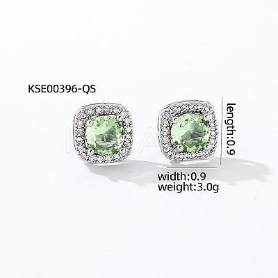 Elegant Zircon Square Stud Earrings for Women TY1635-8-1
