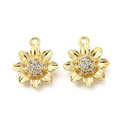 Brass Micro Pave Clear Cubic Zirconia Charms KK-H460-24G-1