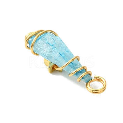 2Pcs Electroplated Natural Quartz Crystal Dyed Copper Wire Wrapped Pendants PALLOY-JF03166-01-1