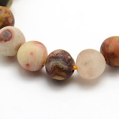 Frosted Natural Crazy Lace Agate Round Bead Strands G-M063-8mm-02-1