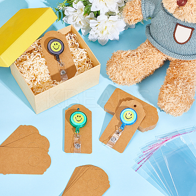 100Pcs Kraft Paper Jewelry Badge Display Cards OPC-NB0001-04A-1
