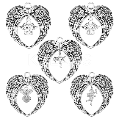 5Pcs 5 Styles Alloy Pendants PALLOY-GO00049-1