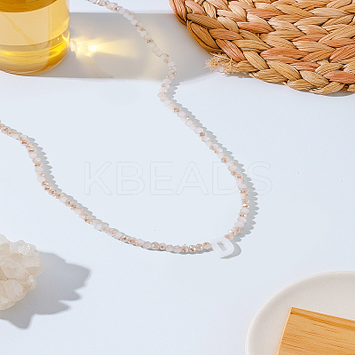 1Pc Glass Rondelle Beaded Necklaces NJEW-LP0007-23D-1