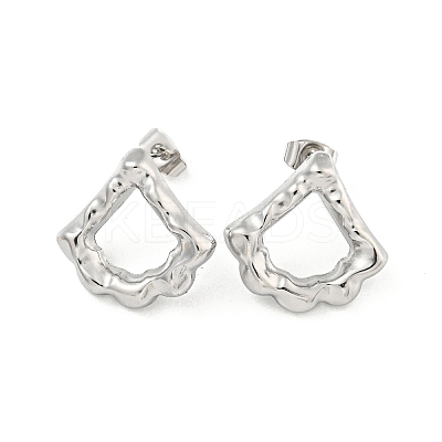 Non-Tarnish Fan 304 Stainless Steel Ear Studs EJEW-L290-001P-1