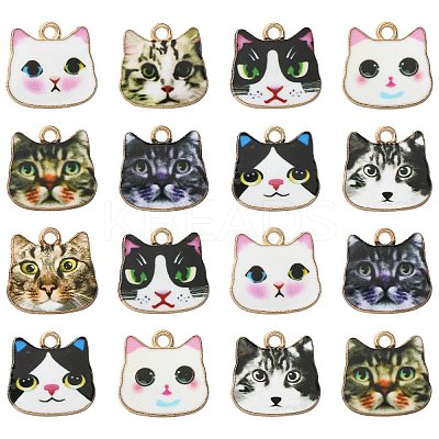 45Pcs 9 Styles Printed Alloy Pendants ENAM-CJ0003-46-1