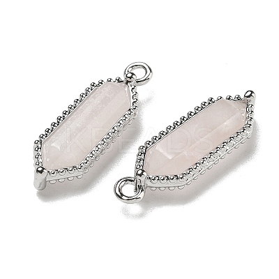 Natural Rose Quartz Faceted Double Terminal Pointed Pendants G-G181-05P-01-1