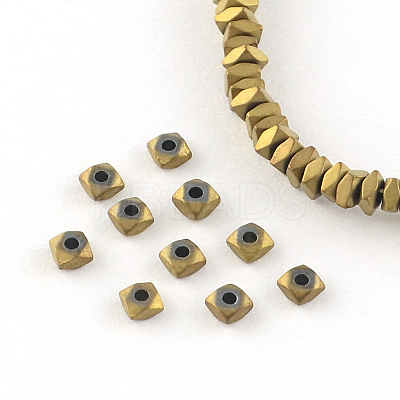 Square Electroplated Non-magnetic Synthetic Hematite Bead Spacers G-R259-76D-1
