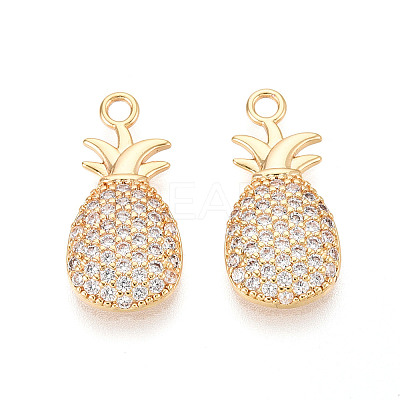 Brass Pave Clear Cubic Zirconia Pendants KK-T074-108G-1