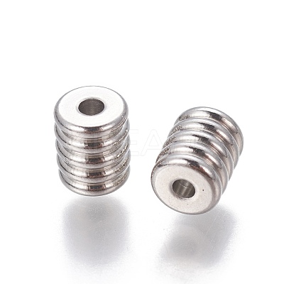 Tarnish Resistant 201 Stainless Steel Grooved Beads X-STAS-P239-06P-1