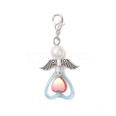ABS Plastic Imitation Pearl & Transparent Acrylic Pendants Decorations HJEW-JM03603-03-1