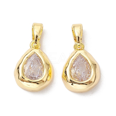 Brass Micro Pave Clear Cubic Zirconia Charms KK-K360-14G-1