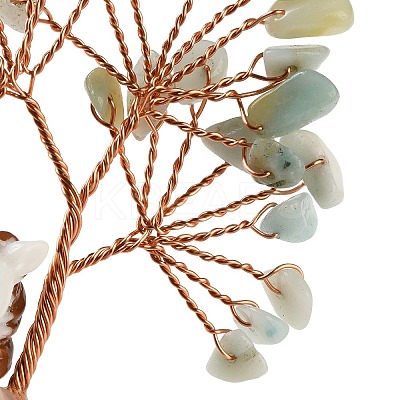 Natural Amazonite Chips Tree of Life Decorations DJEW-A017-01O-1