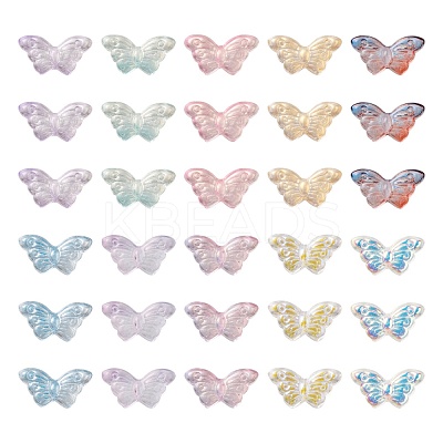 80Pcs 10 Style AB Color Plated & Spray Painted & Transparent Glass Beads GLAA-FS0001-16-1