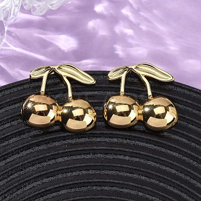 304 Stainless Steel Cherry Stud Earrings EJEW-L304-02G-1