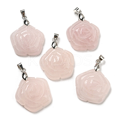 Natural Rose Quartz Carved Pendants G-I319-02P-A03-1