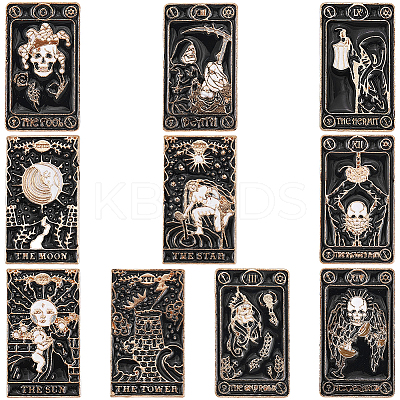 10Pcs 10 Styles Tarot Enamel Pins JEWB-SC0001-72-1