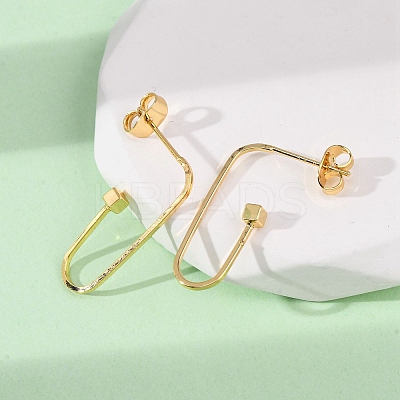 Brass Cube Stud Earrings EJEW-S280-04G-1