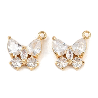 Brass Micro Pave Cubic Zirconia Pendants KK-F906-02G-1