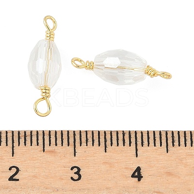 Faceted Clear Glass Oval Connector Charms KK-C097-02G-1