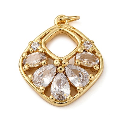 Brass Micro Pave Cubic Zirconia Pendants KK-P308-69G-1