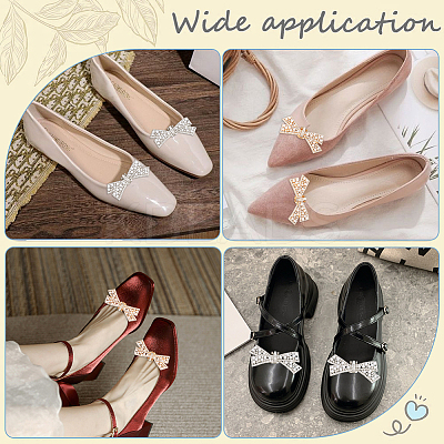 4Pcs 2 Colors Bowknot Alloy Rhinestone Shoe Decorations FIND-CP0002-25-1