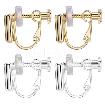 20Pcs 2 Colors Rack Plating Brass Clip-on Earring Converters Findings KK-BBC0019-60B-1