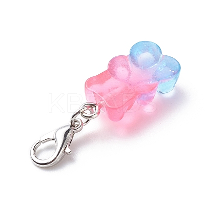 Transparent Gradient Color Resin Bear Pendant Decorations X-HJEW-JM00768-1