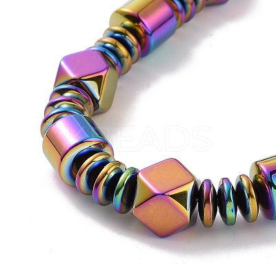 Disc & Rhombus & Column Synthetic Hematite Beaded Necklace with Magnetic Clasp for Men Women G-C006-13-1