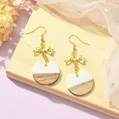 Resin & Walnut Wood Dangle Earrings EJEW-JE05507-04-1