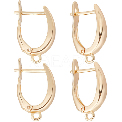 10Pcs Brass Hoop Earring Findings with Latch Back Closure KK-BBC0010-35-1