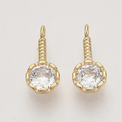 Brass Cubic Zirconia Charms KK-N216-23-1