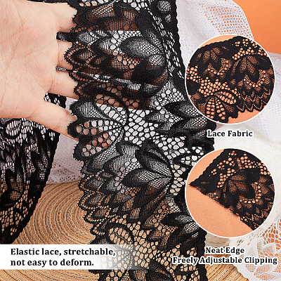 10Yards 2 Colors Stretch Nylon Flower Embroidery Lace Ribbon OCOR-PH0005-87-1
