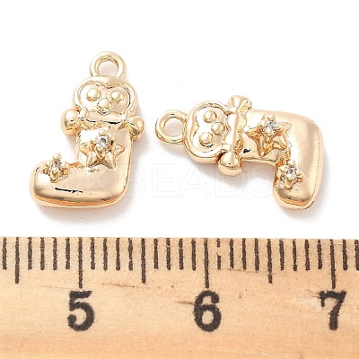 Brass Micro Pave Cubic Zirconia Charms KK-M102-01G-1