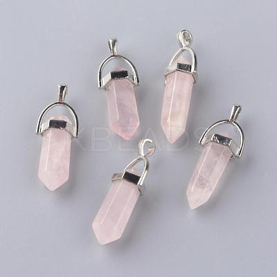 Natural Rose Quartz Double Terminated Pointed Pendants G-S240-13-1