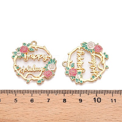 Rack Plating Alloy Enamel Pendants ENAM-N056-369KCG-01-1