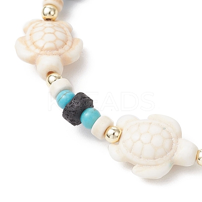 Synthetic Turquoise & Natural Lava Rock Beads Stretch Bracelets for Men Women BJEW-JB11988-01-1
