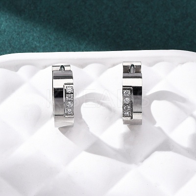 304 Stainless Steel Cubic Zirconia Hoop Earrings EJEW-D331-11P-1