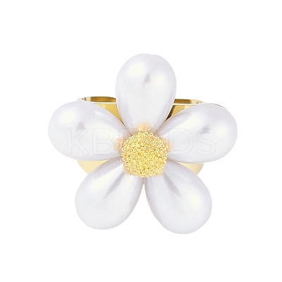 Flower Natural Shell Finger Rings RJEW-H234-02G-1