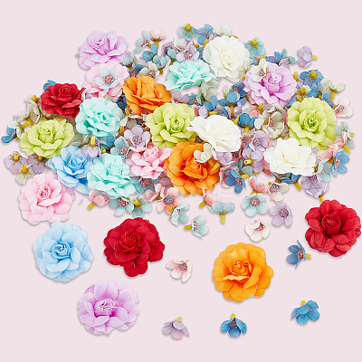 174Pcs 13 Styles Artificial Flower Head AJEW-SP0002-83-1