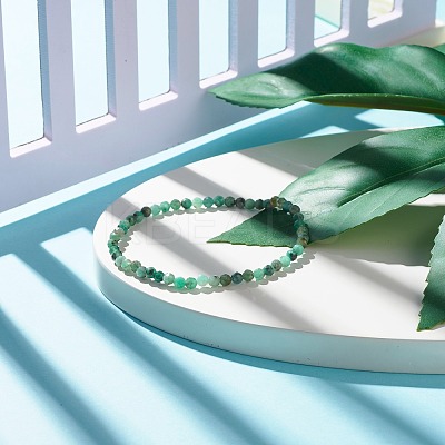 3.5MM Natural Emerald Round Beads Stretch Bracelet for Women BJEW-JB07413-1