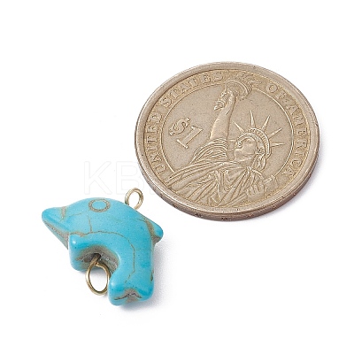 Synthetic Turquoise Connector Charms PALLOY-JF02372-02-1