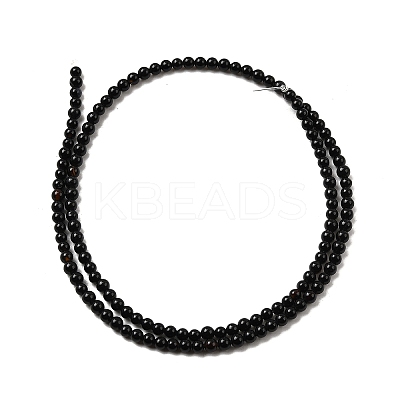 Natural Black Onyx Round Bead Strands G-A130-3mm-K04-1