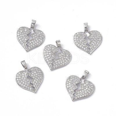 Brass Clear Cubic Zirconia Pendants KK-E068-VA124-1-1
