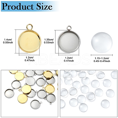 DIY Blank Dome 304 Stainless Steel Pendants Making Kits DIY-YW0010-48-1