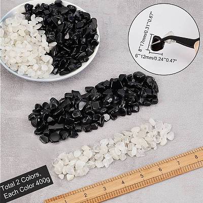 800G 2 Style Natural Quartz Crystal & Obsidian Beads G-CA0001-39-1