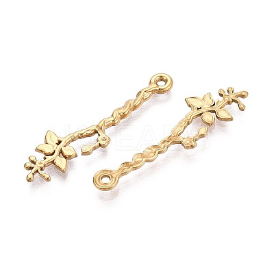 304 Stainless Steel Branch with Leaf Pendants STAS-T067-45G-1